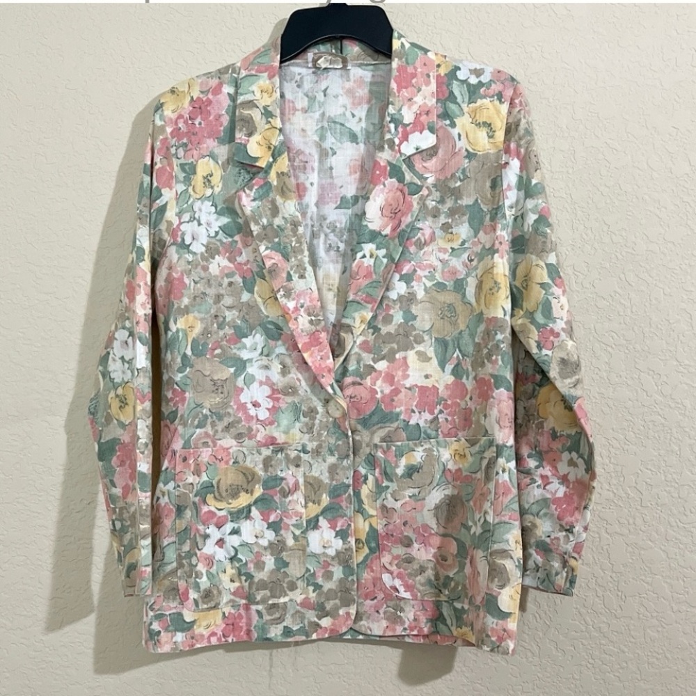Vintage Elisabeth Williams Floral Blazer in Pastel Tones size 6